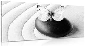 Quadro su tela – Pietra Zen con farfalla in bianco e nero