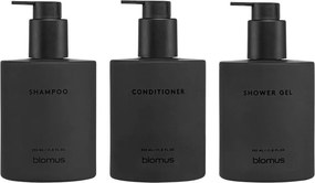 Dispenser per sapone da parete neri in vetro 3 pz 350 ml Kirei – Blomus