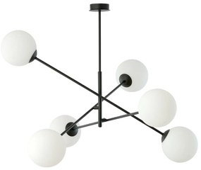 Lampadario da Soffitto in Acciaio e Vetro LINEAR 6 Nero 6xE14