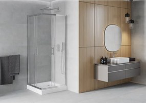 Mexen Rio cabina doccia quadrata 80 x 80 cm, trasparente, cromo + piatto doccia Rio, bianco - 860-080-080-01-00-4510