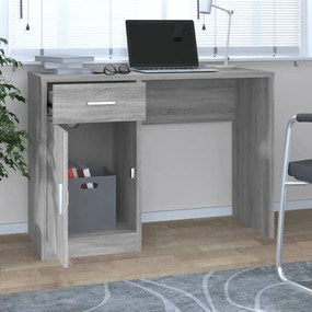 Scrivania cassetto grigio sonoma 100x40x73cm legno multistrato