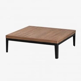 Tavolino da Giardino Quadrato in Alluminio e Legno di Acacia (100x100 - Sklum