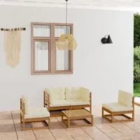 Set Divani da Giardino 5 pz con Cuscini Legno Massello di Pino 3076437