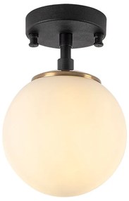 Lampada da soffitto bianca e nera con paralume in vetro ø 15 cm Atmaca - Opviq lights