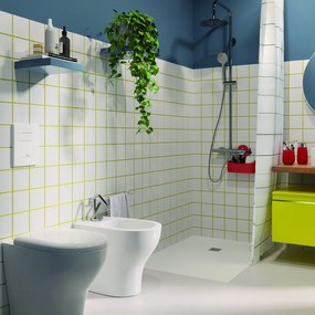 Piatto doccia SANYCCES in resina Logic bianco L 70 x L 100 x H 3 cm opaco effetto ardesia