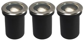 Set di 3 faretti da terra per esterni in acciaio orientabili IP65 - Delux