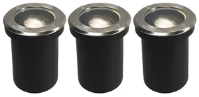 Set di 3 faretti da terra per esterni in acciaio orientabili IP65 - Delux