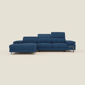 Zayana Divano angolare estraibile - braccioli e poggiatesta reclinabili in tessuto impermeabile T02 blu