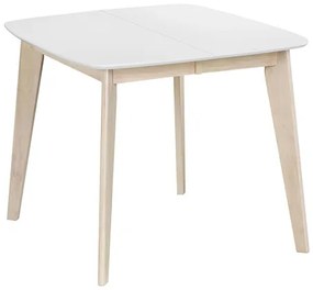 Tavolo da pranzo allungabile scandinavo quadrato bianco e legno L90-130 LEENA