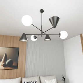 Plafoniera Moderna Industrial Njord 6 Luci Nero