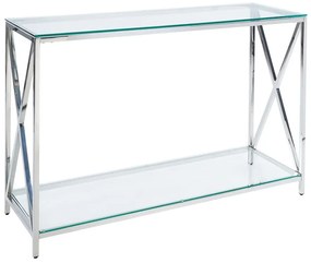 Tavolino consolle vetro argento 120 x 40 x 76 cm AUDET Beliani