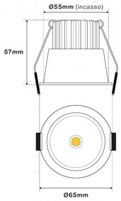 Faro da Incasso 7W Foro Ø55mm Nero IP40 CCT BRIDGELUX LED 3 Parabole Colore Bianco Variabile CCT