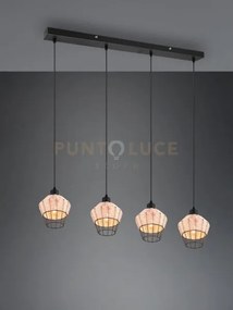 Borka sospensione 4 diffusori in rattan colore naturale l. 95cm att...