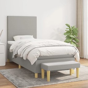 Giroletto A Molle Con Materasso Grigio Chiaro 90x200 Cm Tessuto /