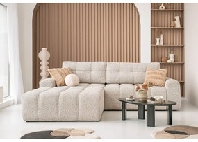 Divano angolare componibile beige allungabile/con contenitore (con penisola a sinistra) Lulu – Miuform