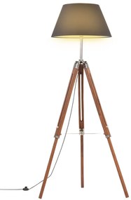Lampada A Treppiede Marrone E Nero İn Legno Di Teak 141 Cm /