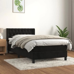 Giroletto A Molle Con Materasso Nero 100x200 Cm İn Velluto /