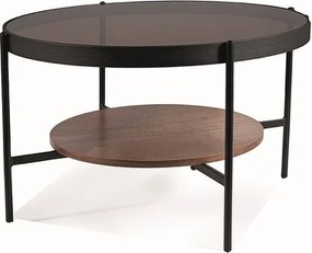Tavolino da caffè Prima B in vetro ambra trasparente/noce - ø74/h43