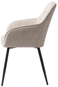 Sedia da pranzo beige in imbottito con braccioli Nolan – Unique Furniture
