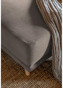 Divano letto angolare in velluto a coste marrone chiaro (angolo destro a forma di U) Lazy Lukka - Miuform