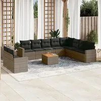 Set Divani da Giardino 11 pz con Cuscini in Polyrattan Grigio 3224198