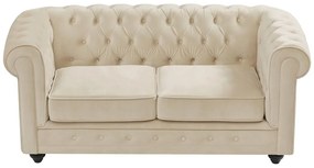 Divano 2 posti in Velluto Beige - CHESTERFIELD