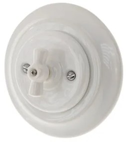 Bohemia-Design - Interruttore rotativo retrò in porcellana con cornice n. 7 bianco
