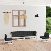 Set Divani da Giardino 6 pz con Cuscini Legno Massello Pino 3076450