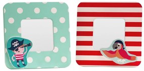 Cornici in legno rosso-turchese in set di 2 pezzi 12x12 cm Pirate - Premier Housewares