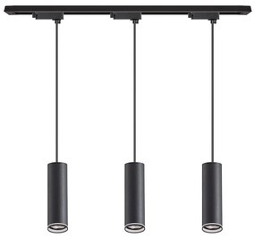 Lampadario a sospensione con cavo per sistema a binario PIPE 3xGU10/10W/230V nero