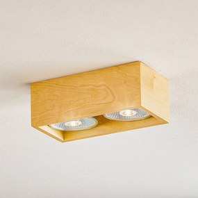 SOLLUX LIGHTING Faretto da soffitto Solana in legno angolare a 2 luci