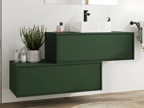 Mobile per bagno sospeso con lavabo singolo e due cassetti 94 cm Verde opaco - TEANA II