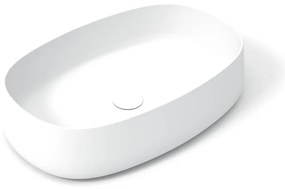 Lavabo da appoggio Wave OLYMPIA CERAMICA ovale in ceramica L 60 x H 14 x P 40 cm bianco opaco piletta non inclusa