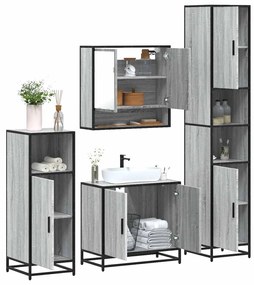 Set Mobili Da Bagno 4 Pz Grigio Sonoma İn Legno Multistrato /