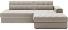 Divano angolare beige allungabile (con penisola a destra/con chaise lounge) con rivestimento in velluto Blezalt – ELTAP