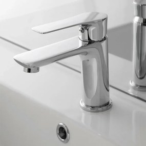 Miscelatore lavabo Flat in ottone cromato con piletta click clack