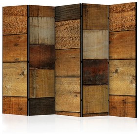 Paravento design Texture di legno II (5-parti) - campioni di diverse essenze di legno