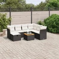 Set Divani da Giardino con Cuscini 8 pz Nero in Polyrattancod mxl 89724