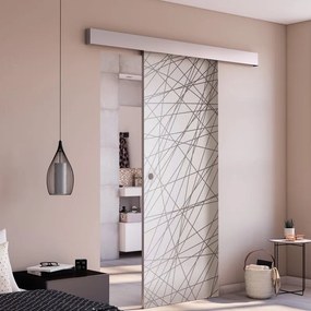Porta scorrevole reversibile Balance in alluminio trasparente, L 76 x H 215 cm, con binario Meli