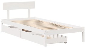 Letto senza materasso bianco 90x190 cm in legno massello pino