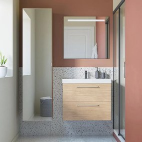Mobile sottolavabo e lavabo Remix New per vasca centrale rovere chiaro L 75 x H 57.7 x P 46 cm 2 cassetti