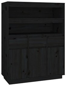 Credenza nera 89x40x116,5 cm in legno massello di pino