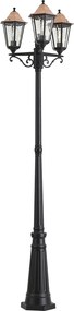 Lanterna da esterno classica nera con rame 220 cm 3 luci IP44 - Havana