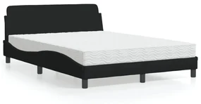 Letto Con Materasso Nero 140x200 Cm İn Tessuto /