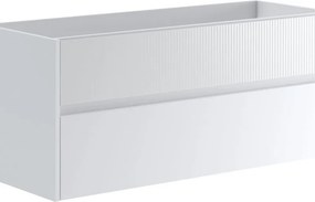 Mobile da bagno sospeso sotto lavabo Niwa 2 cassetti ideale per doppia vasca L119.5 x H50 x P45.5cm bianco opaco cannettato