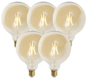 Set di 5 lampadine LED dimmerabili E27 G125 oro 5W 450lm 2200K