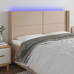 Testiera A Led Cappuccino 203x16x118/128 Cm İn Similpelle /