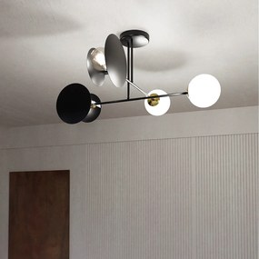 Plafoniera Moderna Inari Acciaio Nero 2 Luci E27 Ip20