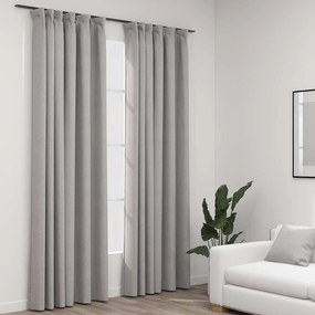 Tende Oscuranti Con Ganci Effetto Lino 2 Pz Grigie 140x245 Cm /