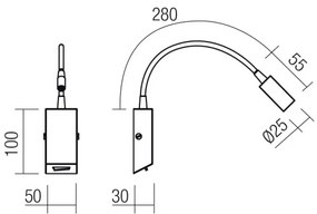 Redo 01-4802 - Lampada flessibile HELLO LED/3W/230V colore bronzo